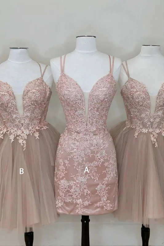 Sale Event Romantic Dusty Rose Deep V Neck Homecoming Dress