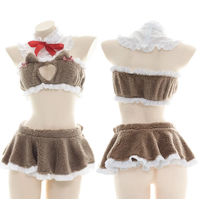Holiday Sale Love cat ears maid pajamas suit yv30537