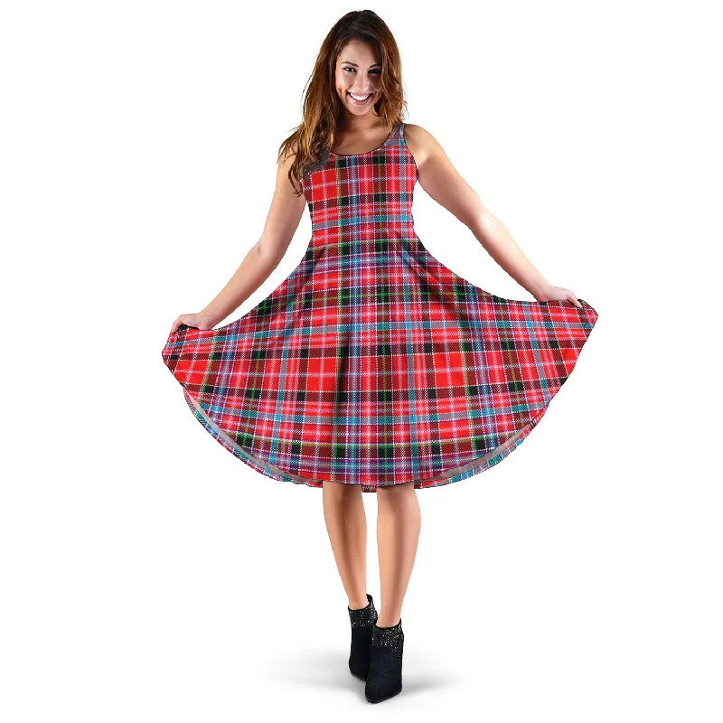 Price Slash Aberdeen District Tartan Sleeveless Midi Womens Dress