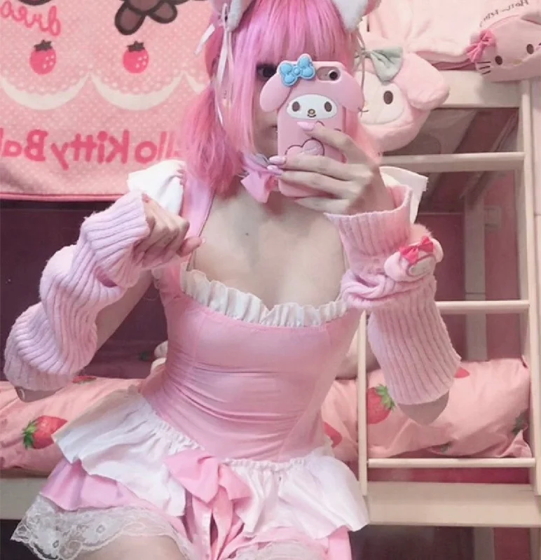 Price Rollback Review for Japanese sweet pink white maid costume yv43276