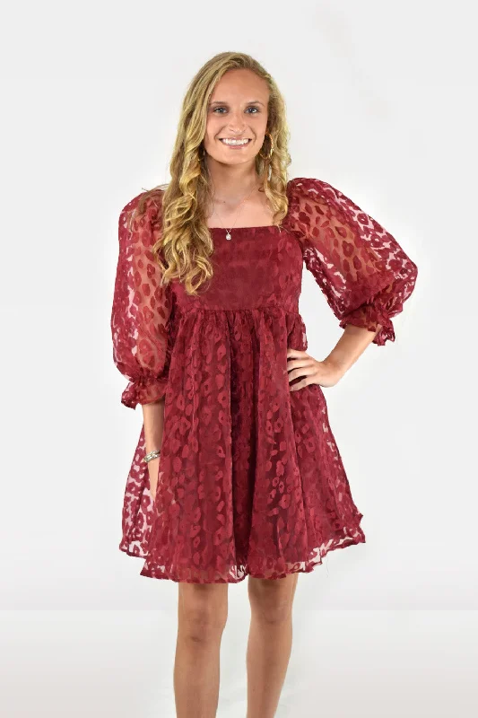 Today’s Deal Animal Print Square Neck 3/4 Sleeve Mini Dress by Entro Clothing
