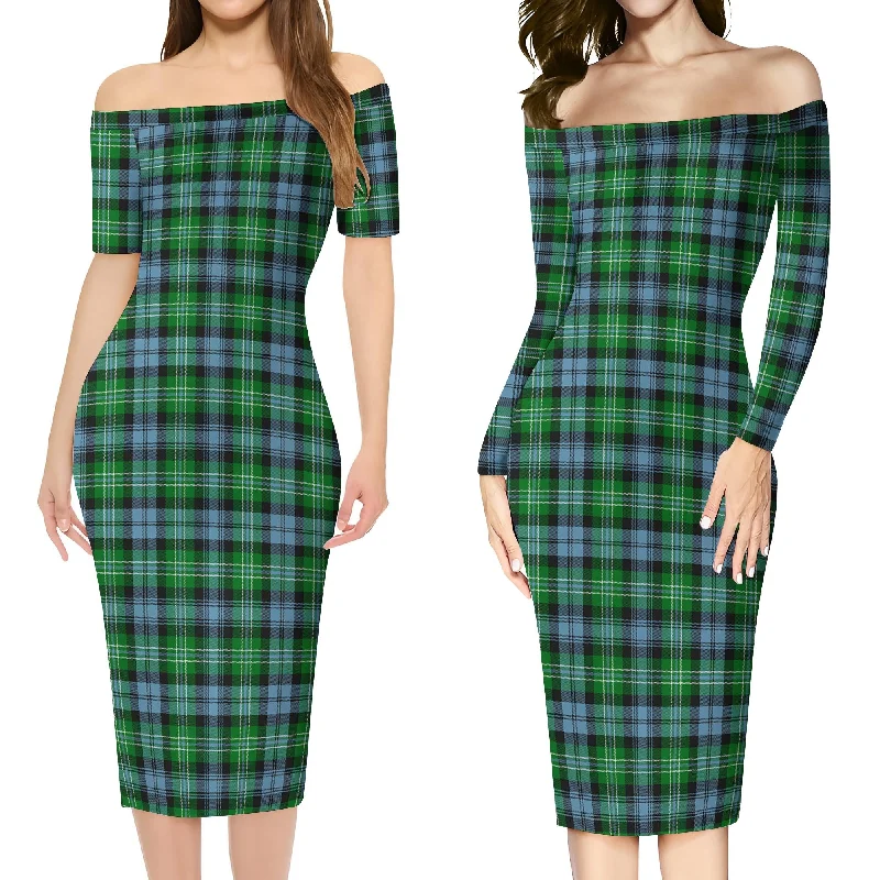 Act Fast Arbuthnot Ancient Tartan Off Shoulder Lady Dress