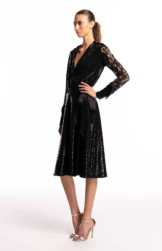 Super Deal Aspasia | Captivating Charm: Sequin And Lace Cocktail Dress