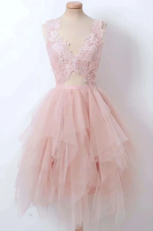 Super Deal Elegant Asymmetrical Tulle Homecoming Dress