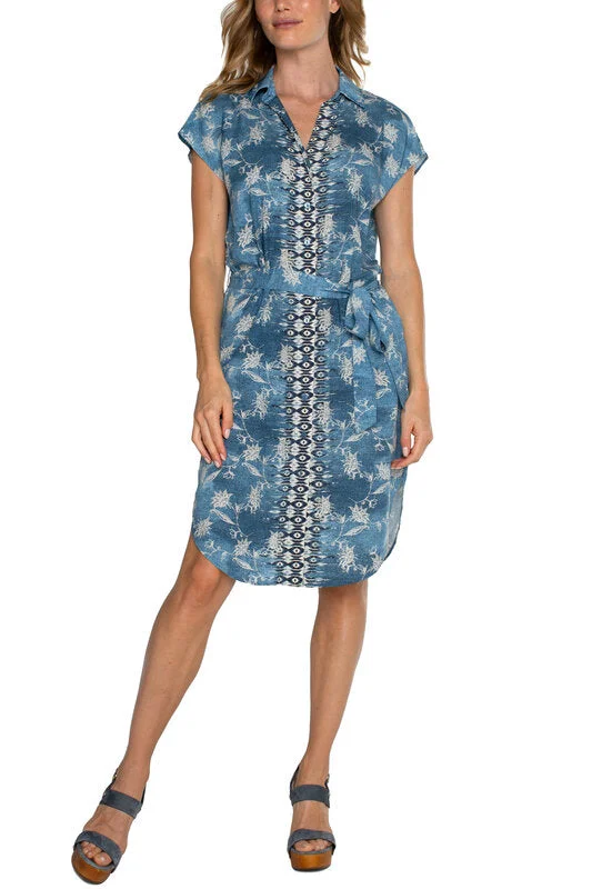 Special Promotion Collared Button Front Dress with Dolman Sleeve