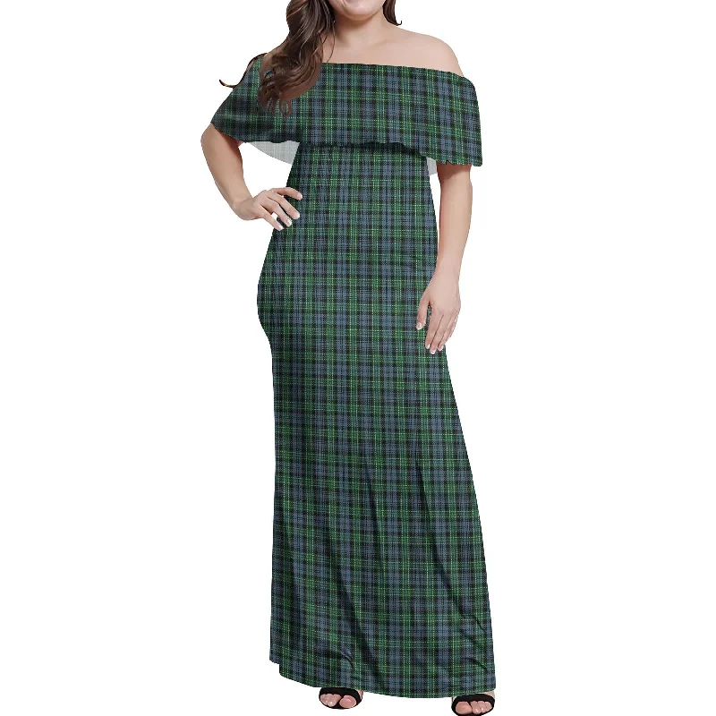 Price Drop Arbuthnot Tartan Off Shoulder Long Dress
