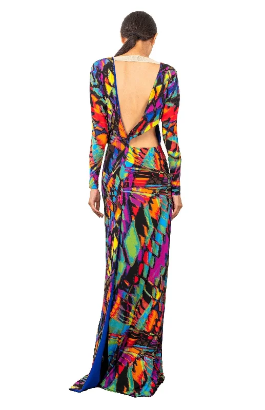New Deals Promethea Papillon | Color Euphoria: Long Cutout Back Dress