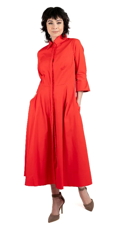 Lowest Price Valeria ShirtDress/ Scarlet Red