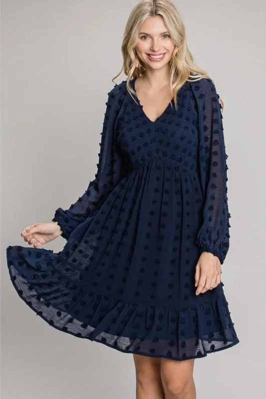 Sale Event Swiss Dot Smocked Bodice Babydoll Dress by Jodifl Clothing