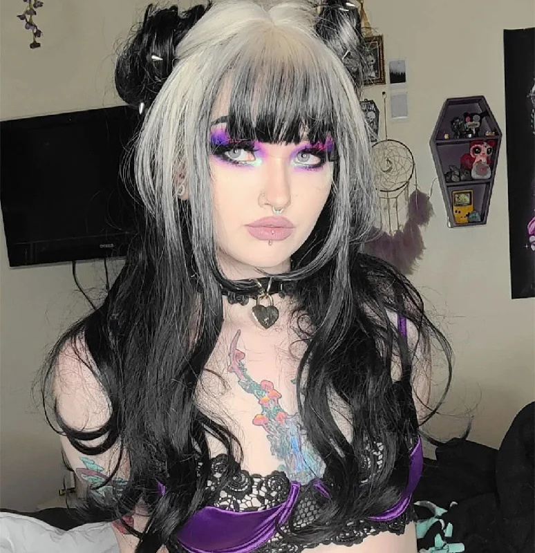 Fantastic Deals Review for Lolita white black gradient curly hair YV43796