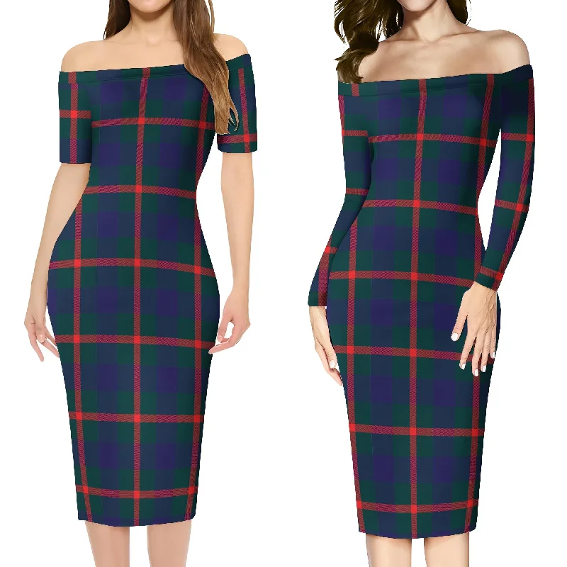 Weekend Special Agnew Tartan Off Shoulder Lady Dress