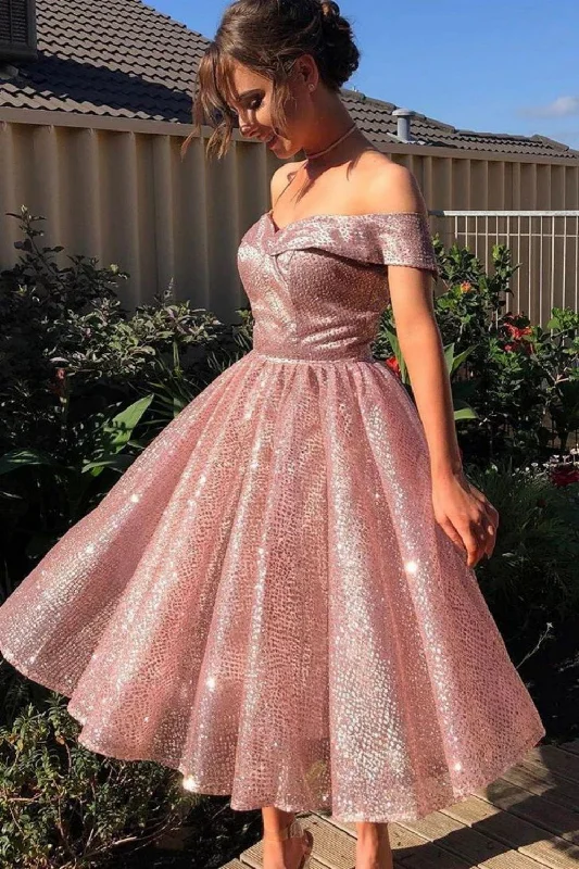 Huge Savings Gorgeous A Line Off The Shoulder Glitter Homecoming Dress