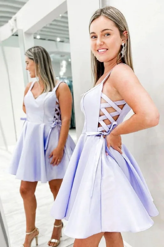 Fantastic Deals Lilac A-line Short Homecoming Dress With Side Corset