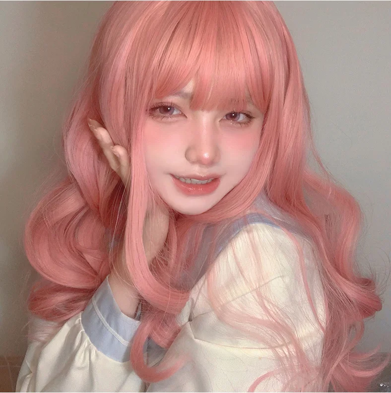 Closeout Sale Lolita Pink Long Curly Wig YV46117