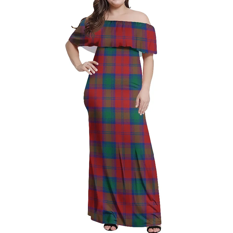 Closeout Auchinleck (Affleck) Tartan Off Shoulder Long Dress