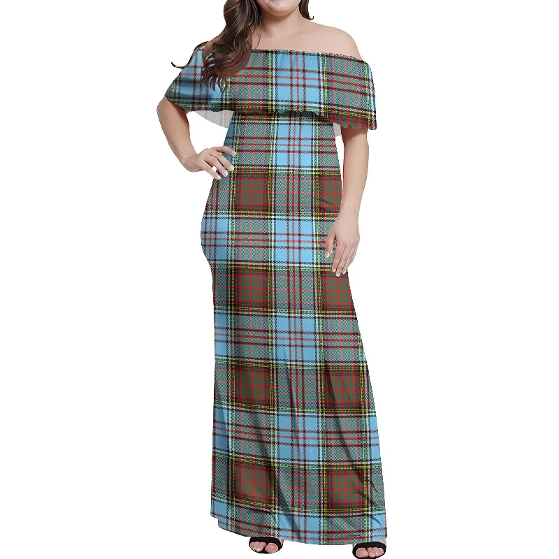 Get It Before It’s Gone Anderson Ancient Tartan Off Shoulder Long Dress