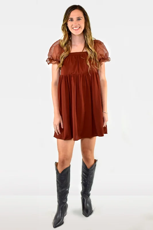 Flash Deals Square Neck Mini Babydoll Dress by Entro Clothing