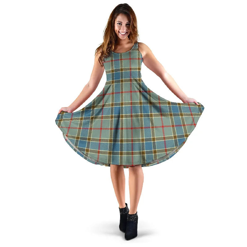 Stock Clearance Balfour Blue Tartan Sleeveless Midi Womens Dress