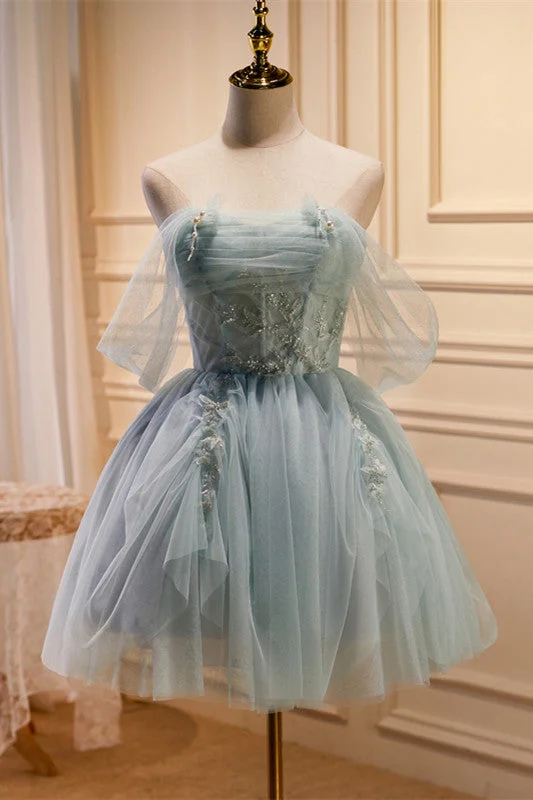 Savings Event Tulle Beaded Off-the-Shoulder Lace-Up Back A-Line Party Dress