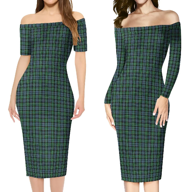 Final Sale Arbuthnot Tartan Off Shoulder Lady Dress