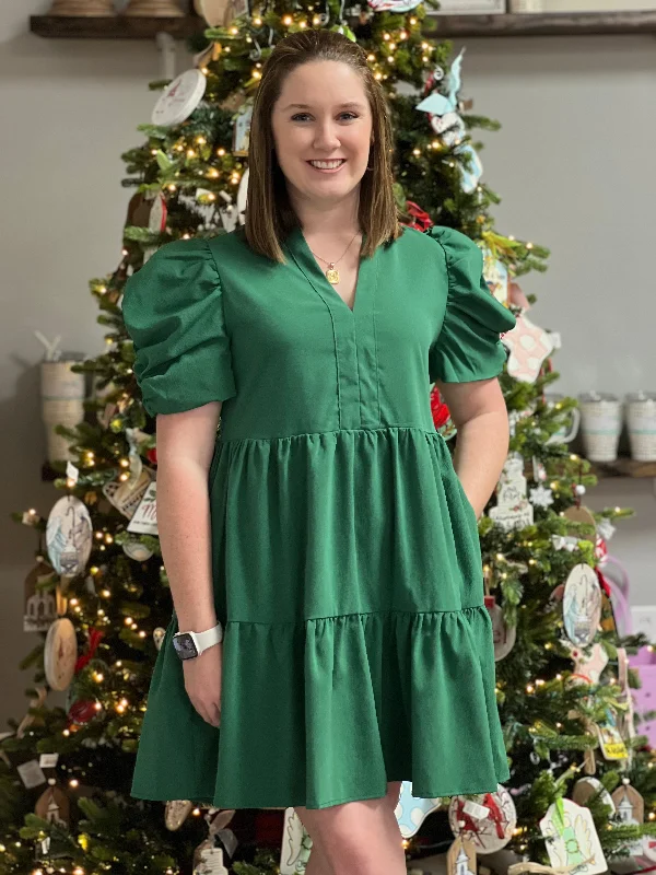 Exclusive Savings Entro Ruched Sleeve Dress - Emerald