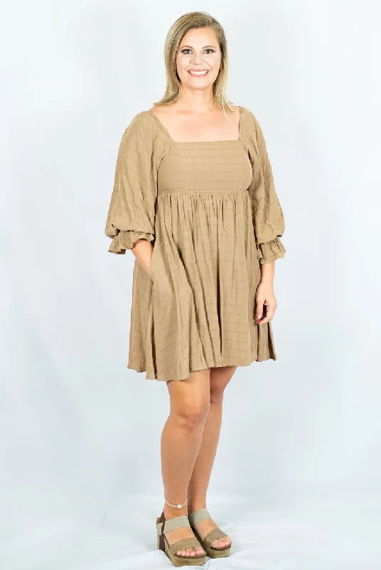Deep Discounts Square Neck Mini Dress with Ruffle Sleeves by Entro Clothing