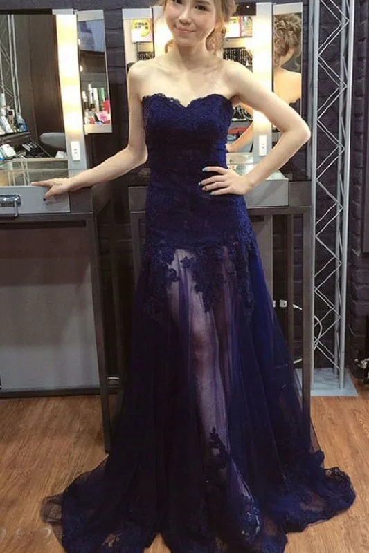 Final Markdown Sexy Sweetheart Tulle Prom Dress with Lace Appliques See Through Long Prom Gown N1738 Final Markdown Sexy Sweetheart Tulle Prom Dress with Lace Appliques See Through Long Prom Gown N1738