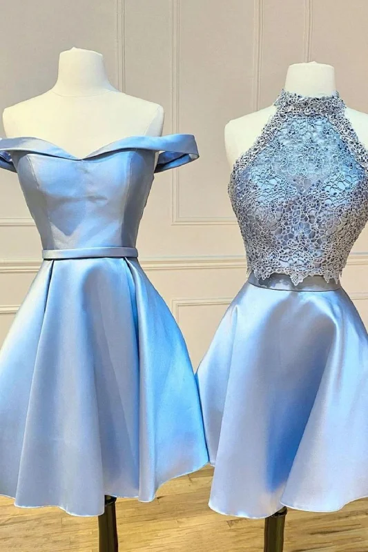 Hurry In Elegant Sky Blue A-line Satin Homecoming Dress