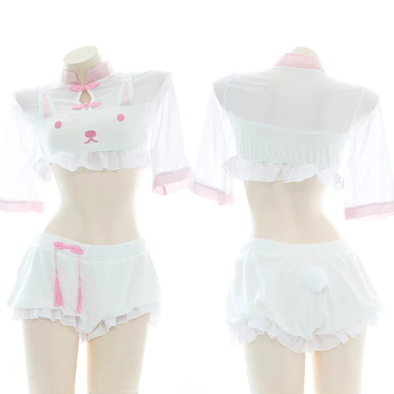 Bonus Savings Cute Rabbit Cheongsam Pajama Set yv30627