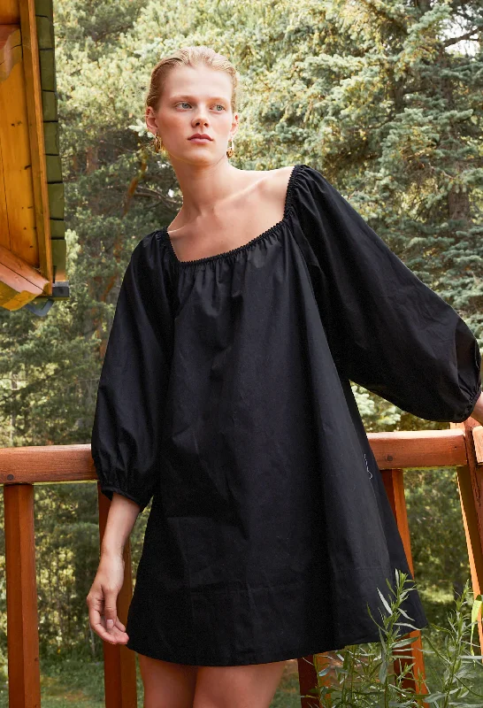 Deal Dash Dali Black Cotton Mini Dress