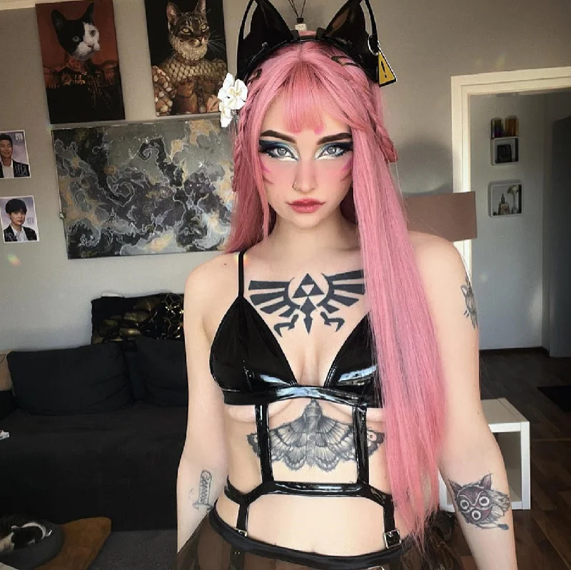 Price Drop Review for Lolita pink long straight wig yv42088