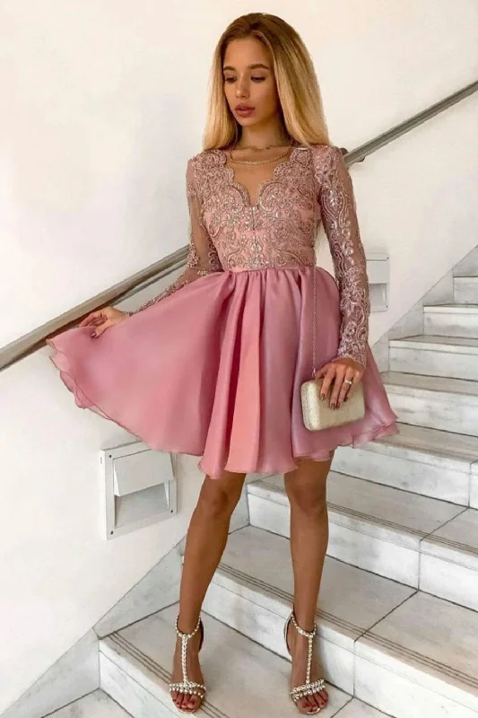Grand Opening Sale A-line Knee Length Long Sleeves Homecoming Dress
