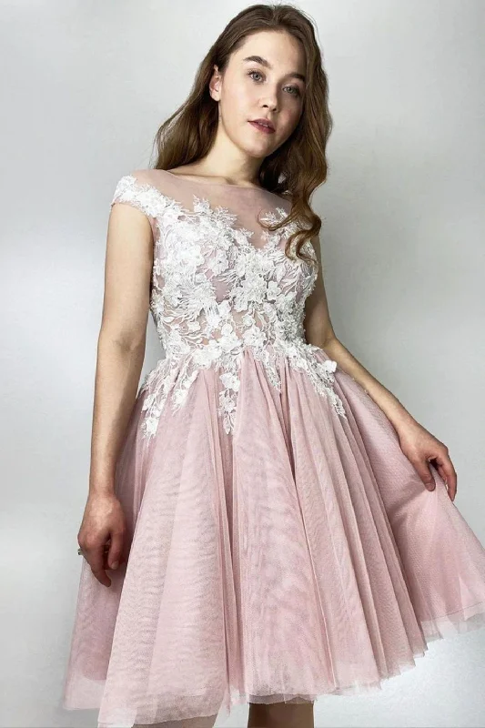 Unbeatable Prices A-line Cap Sleeves Homecoming Dress With Applique