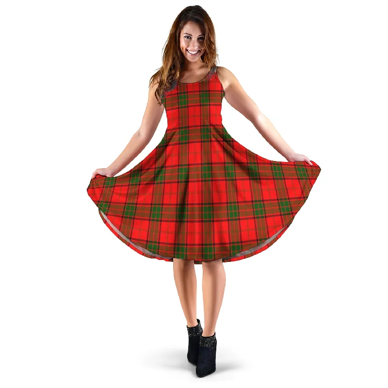 Super Deal Adair Tartan Sleeveless Midi Womens Dress