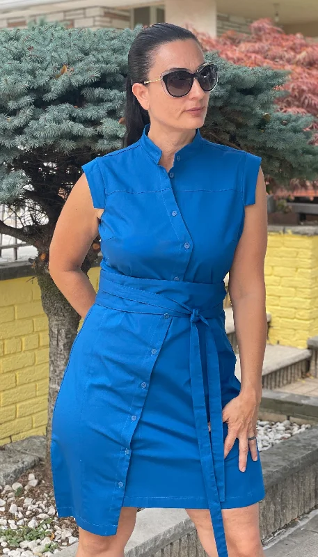 Get It Before It’s Gone Classic Obi belt Shirtdress/  Royal