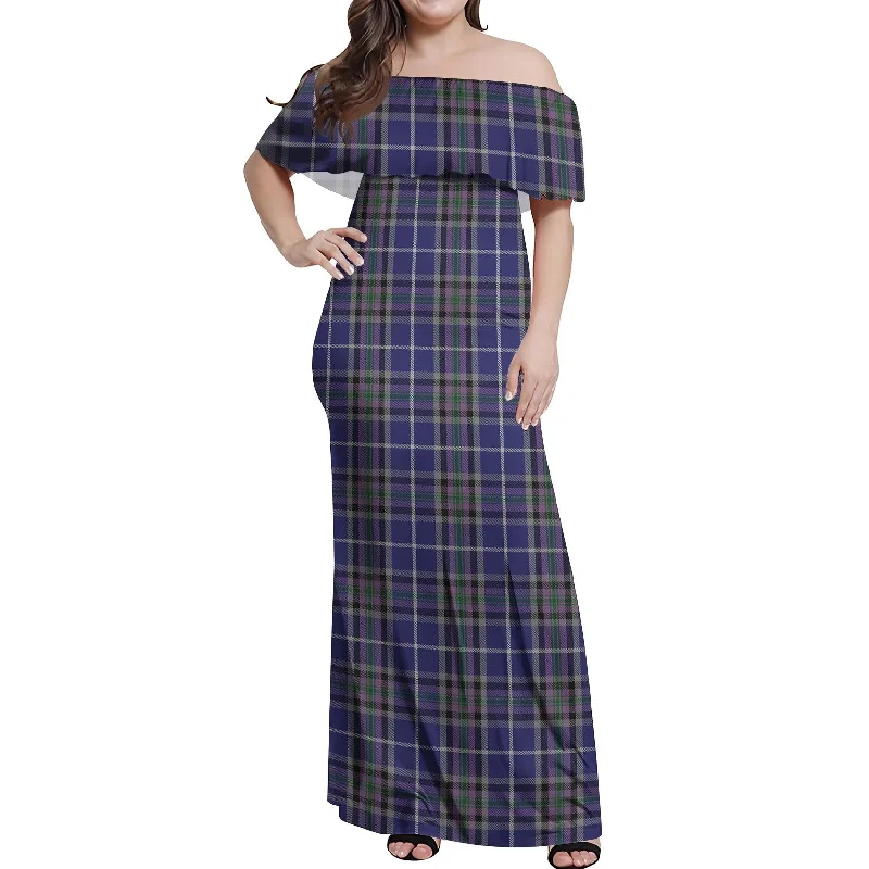 Special Buy Alexander of Menstry Tartan Off Shoulder Long Dress