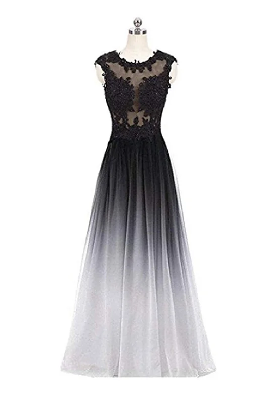 Great Deals Gradient Sleeveless Ombre Prom Dresses With Lace Appliques N1679