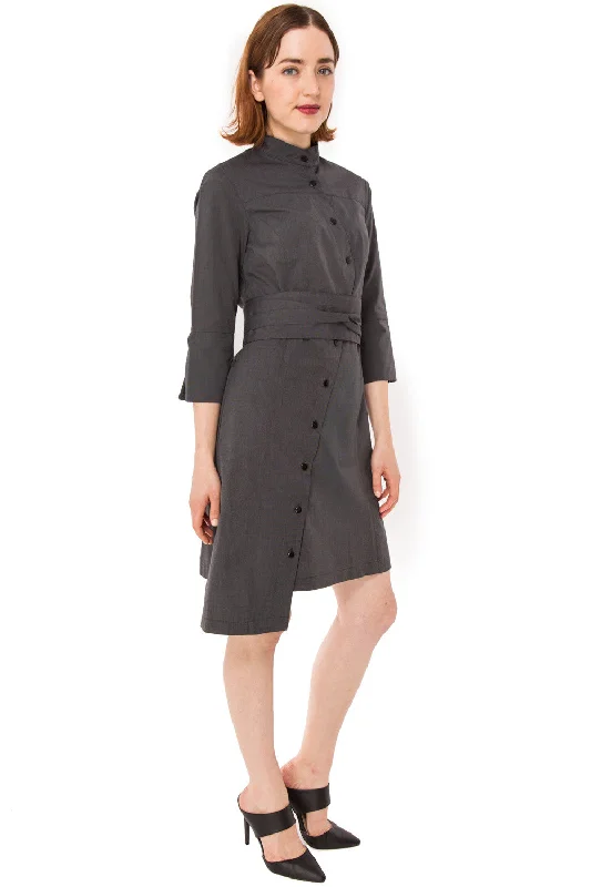 Limited Time Offer Classic Obi belt Shirtdress w/ 3/4 Sleeves / Cotton