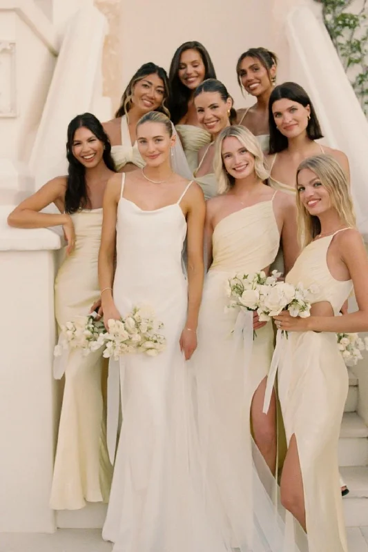 Today’s Deal Simple Mermaid Spaghetti Straps White Long Wedding Dress