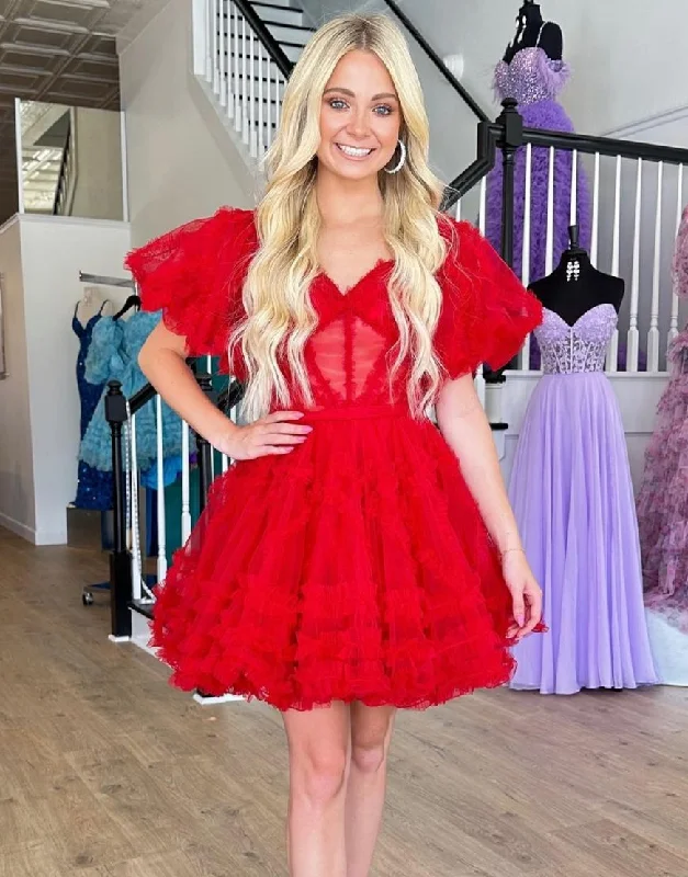 Closeout Cute Off The Shoulder A-Line Short Tulle Party Dress