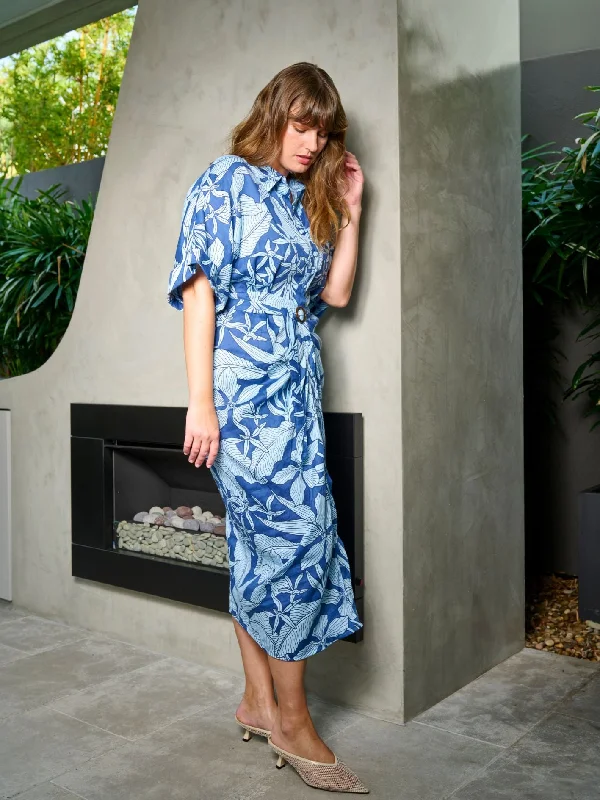 Get It Before It’s Gone FOLIAGE PLEAT DRESS MIDNIGHT
