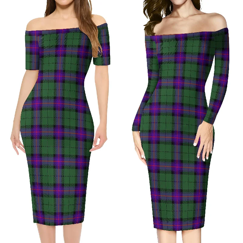 Exclusive Access Armstrong Modern Tartan Off Shoulder Lady Dress