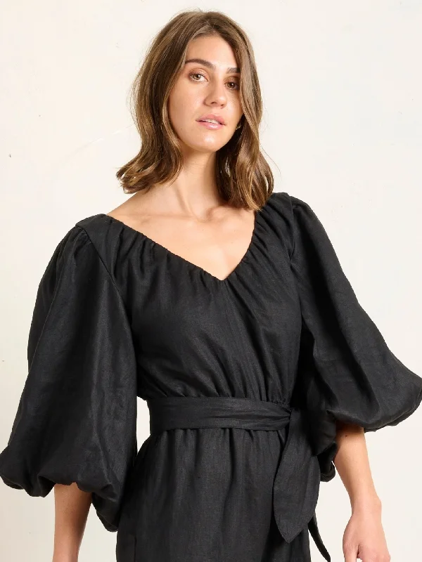 Amazing Deals GATHERED VNECK DRESS ONYX