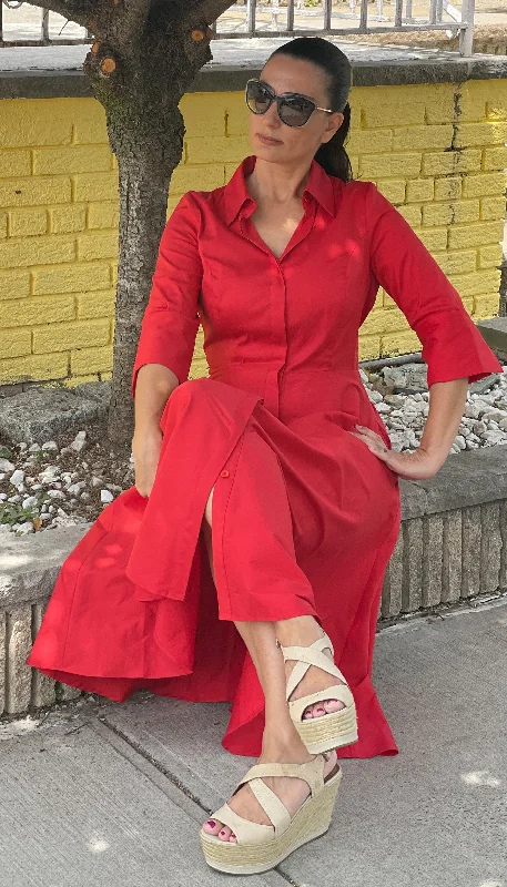 Instant Savings Valeria ShirtDress w/cut out back / Scarlet Red