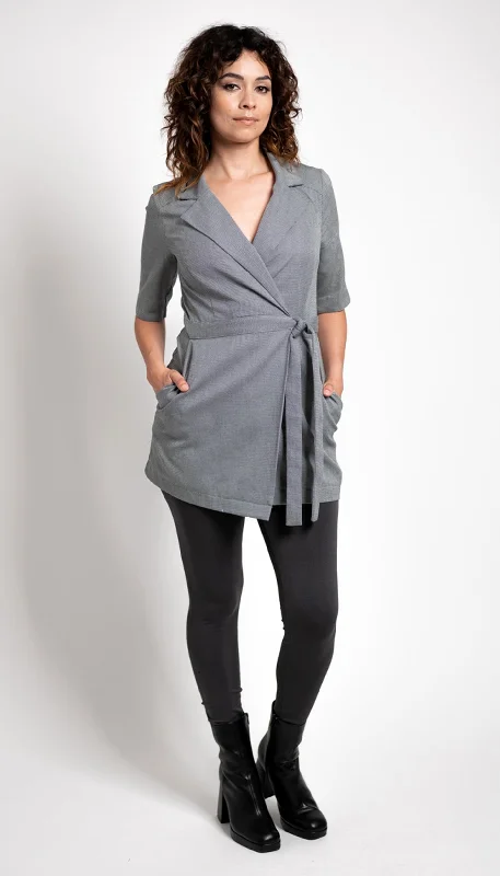Friends and Family Sale Wrap Tunic/Mini Dress / White Pattern