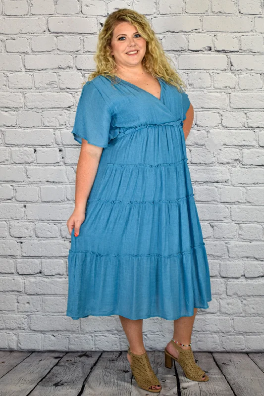 Today's Special Smocked V-Neck Tiered Maxi Dress in Plus Size by Umgee Clothing