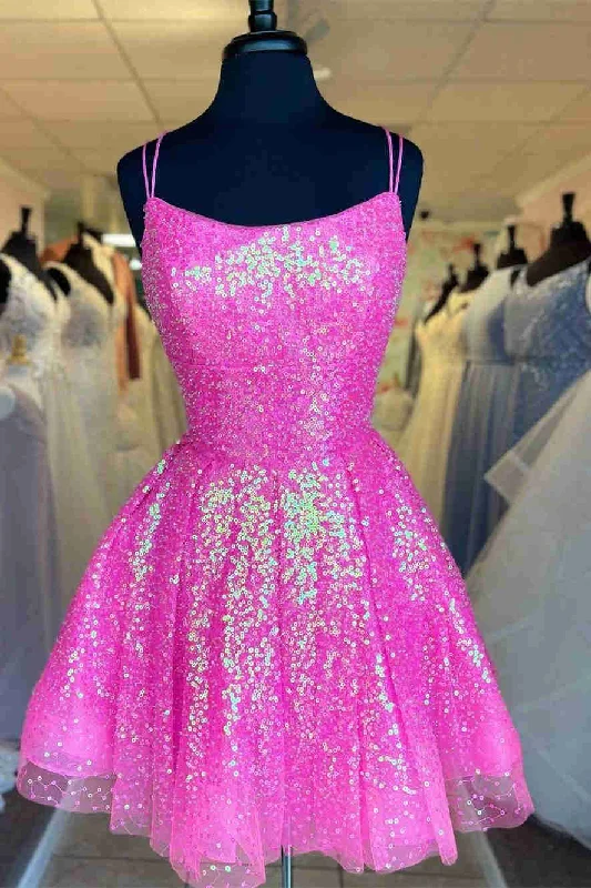 Bargain Prices Hot Pink Sequins A-Line Homecoming Dress