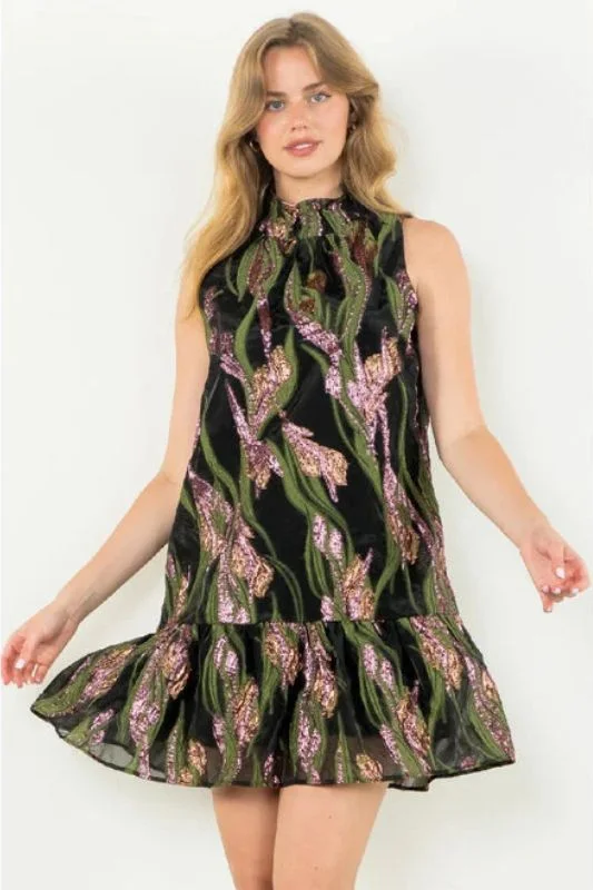 Bargain Bin Sleeveless Metallic Detail Dress