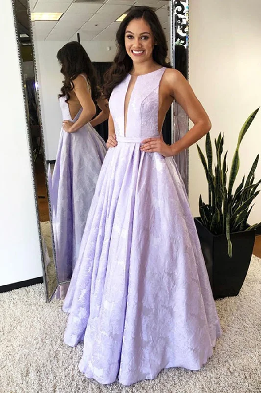 Buy More, Save More Floor-Length Sleeveless Lilac Prom Dresses A-Line Long Evening Dresses N1521