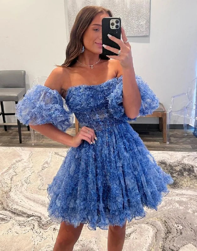 Savings Bonanza Stunning Navy A-Line Homecoming Dress With Detachable Sleeves